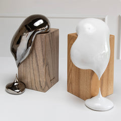 "The Drip", Hand Sculpted Porcelain Sculpture on Ash Wood Box