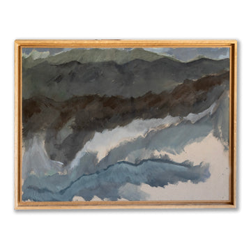 Moody Painting in Shades of Blue and Gray by Caroline Beauzon, Framed