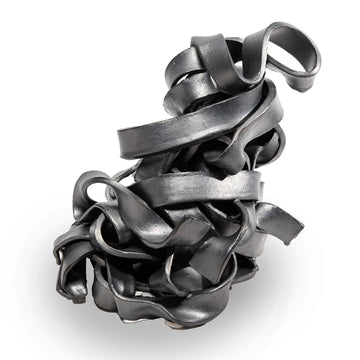 Handmade Ceramic Sculpture in Satin Charcoal Finish, Titled: Intertwined