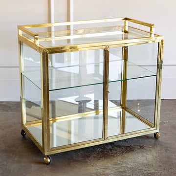 Charming Brass and Glass Bar Cart,1970's
