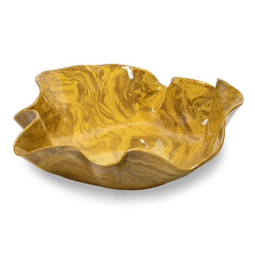 Handmade Ceramic Wave Bowl in Amber Finish
