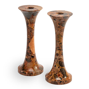 Pair of Vintage Terrazzo Marble Candlesticks