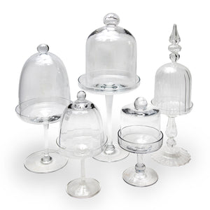Charming Collection of Five Vintage Glass Cloches