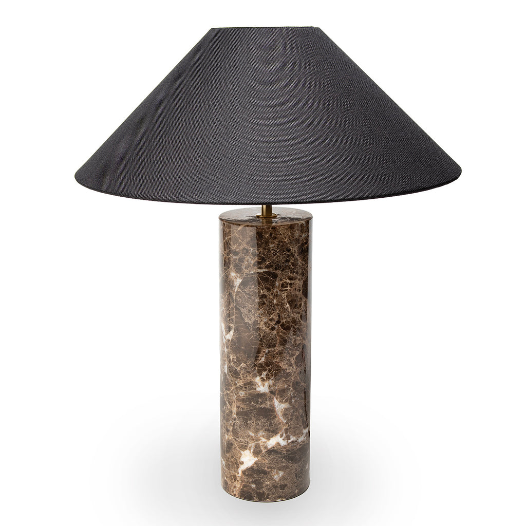 Brown Marble Cylinder Table Lamp