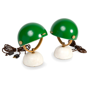 Small green dome shade lamps