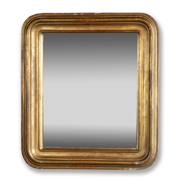 Rounded Giltwood Frame with Newly Added Mirror