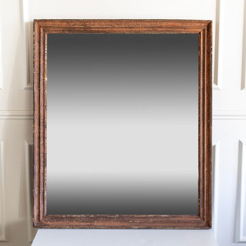 Sienna-Colored Rectangular Mirror with Beautiful Patina, France