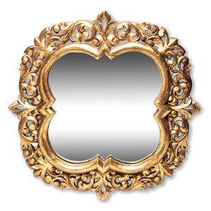 Vintage Gold Gilt Carved Clover Mirror, Italian