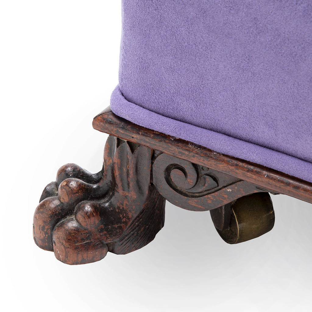 Newly Upholstered Square Clawfoot Stool