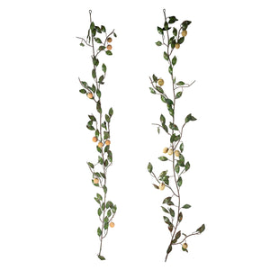 Pair of Tole Metal Branches, One with Oranges and One with Lemons