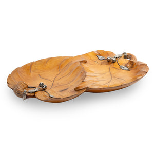 Italian MCM Double Maple Leaf Tray with Silver Details