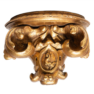 Pair of Heavily Carved Gilt Brackets, Italian