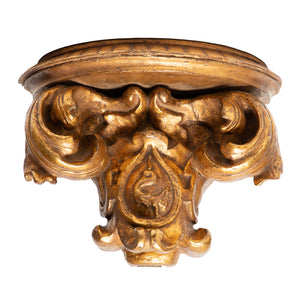 Pair of Heavily Carved Gilt Brackets, Italian