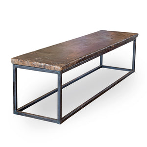 Narrow Coffee Table with Vintage Wood Top