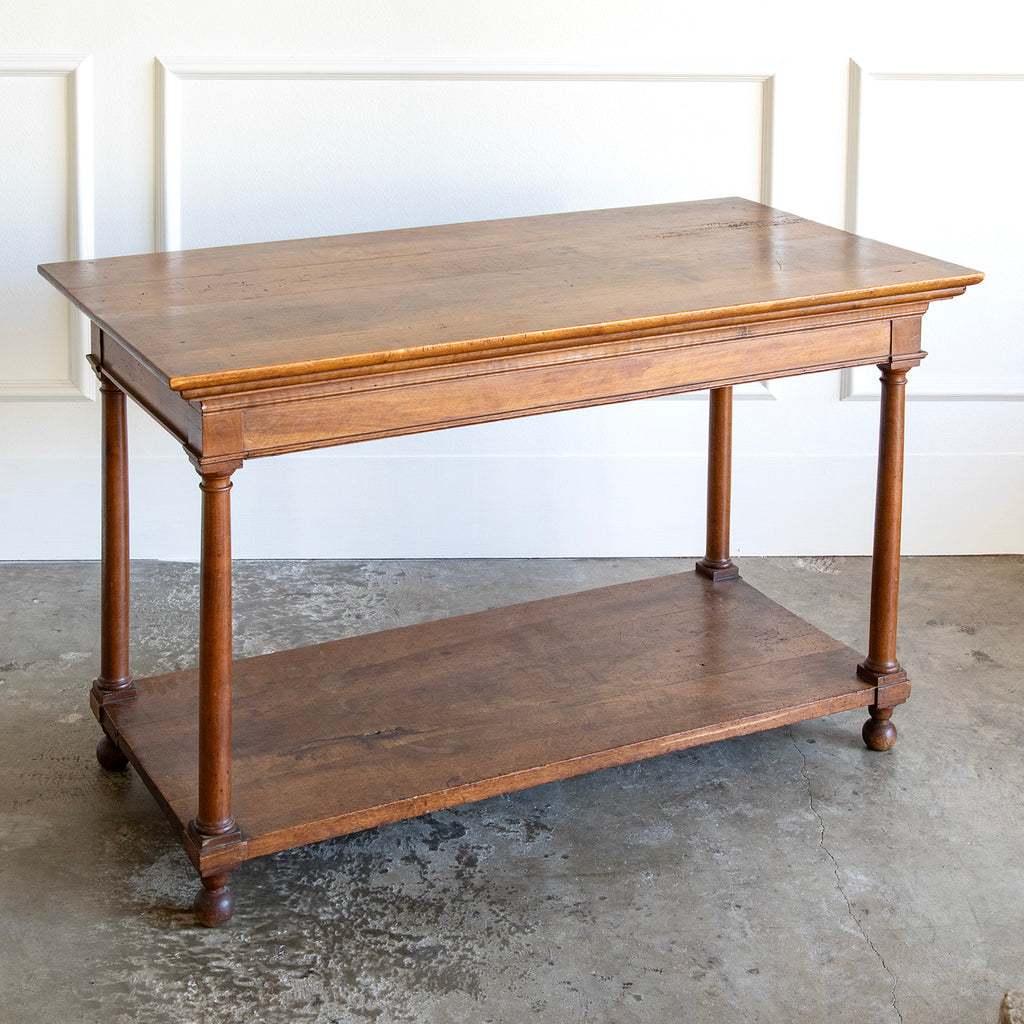 French 19th Century Work Table with Bottom Shelf