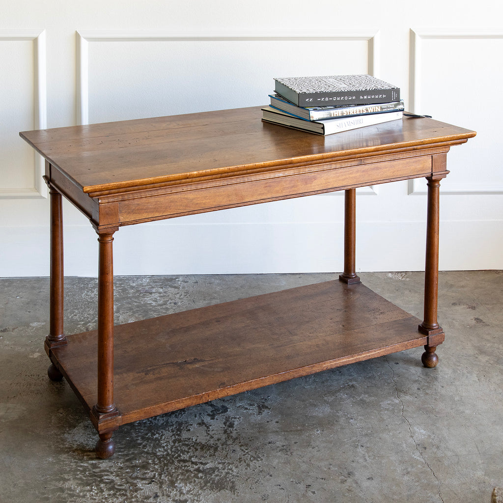 French 19th Century Work Table with Bottom Shelf
