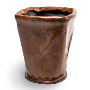 Italian Leather Waste Basket