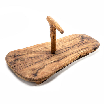 French olive wood cutting board with handle