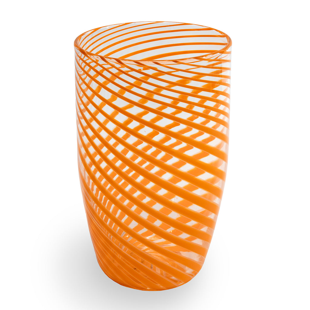 Glass Vase with Orange Stripes