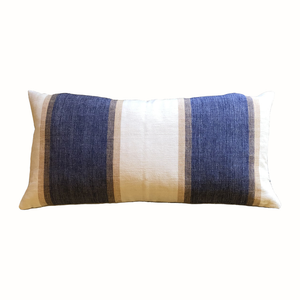 Malabar Blue and Cream Stripe Lumbar Pillow