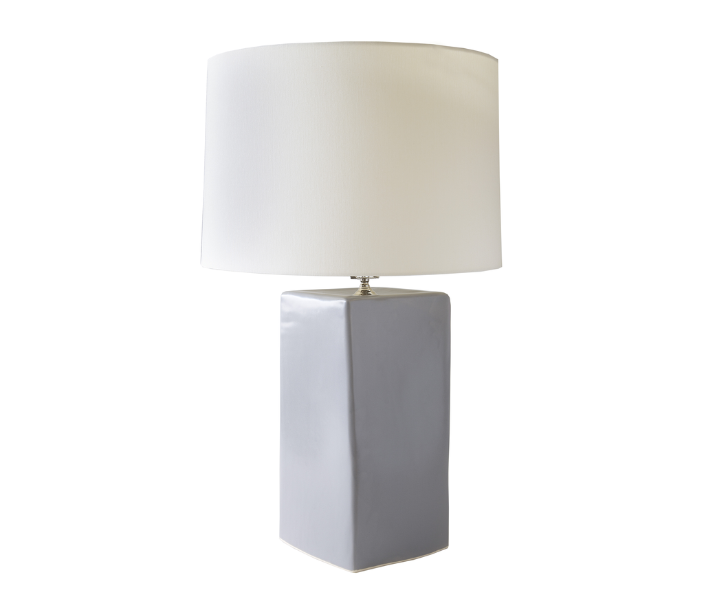 Large Square Ceramic Lamp in Grey