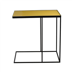 Ethnicraft Large Rectangular Side Table with Reverse Painted Glass