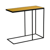 Ethnicraft Elongated Rectangular Side Table with Reverse Painted Glass