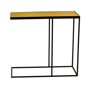 Ethnicraft Elongated Rectangular Side Table with Reverse Painted Glass