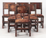 Set of Two French Leather Dining Chairs