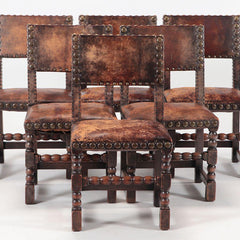 Set of Two French Leather Dining Chairs