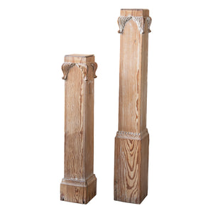 Short Carved Wood Pedestal