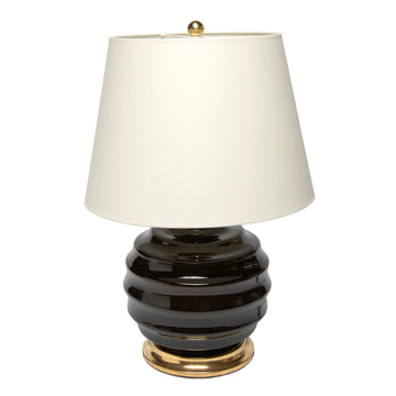 Wide Ribbed Ball Lamp in Olive