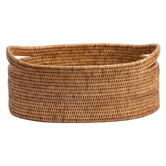 Rattan Oval Basket with Cutout Handles