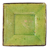 Small Square Green Ceramic Pottery from France, 1940's
