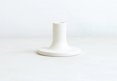 Ceramic Taper Holder in Matte White, Small