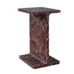 Brooks I-Beam Side Table, Garnet Rush Marble