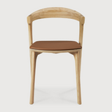 Ethnicraft Oak Bok Dining Chair with Cognac Leather Upholstered Seat