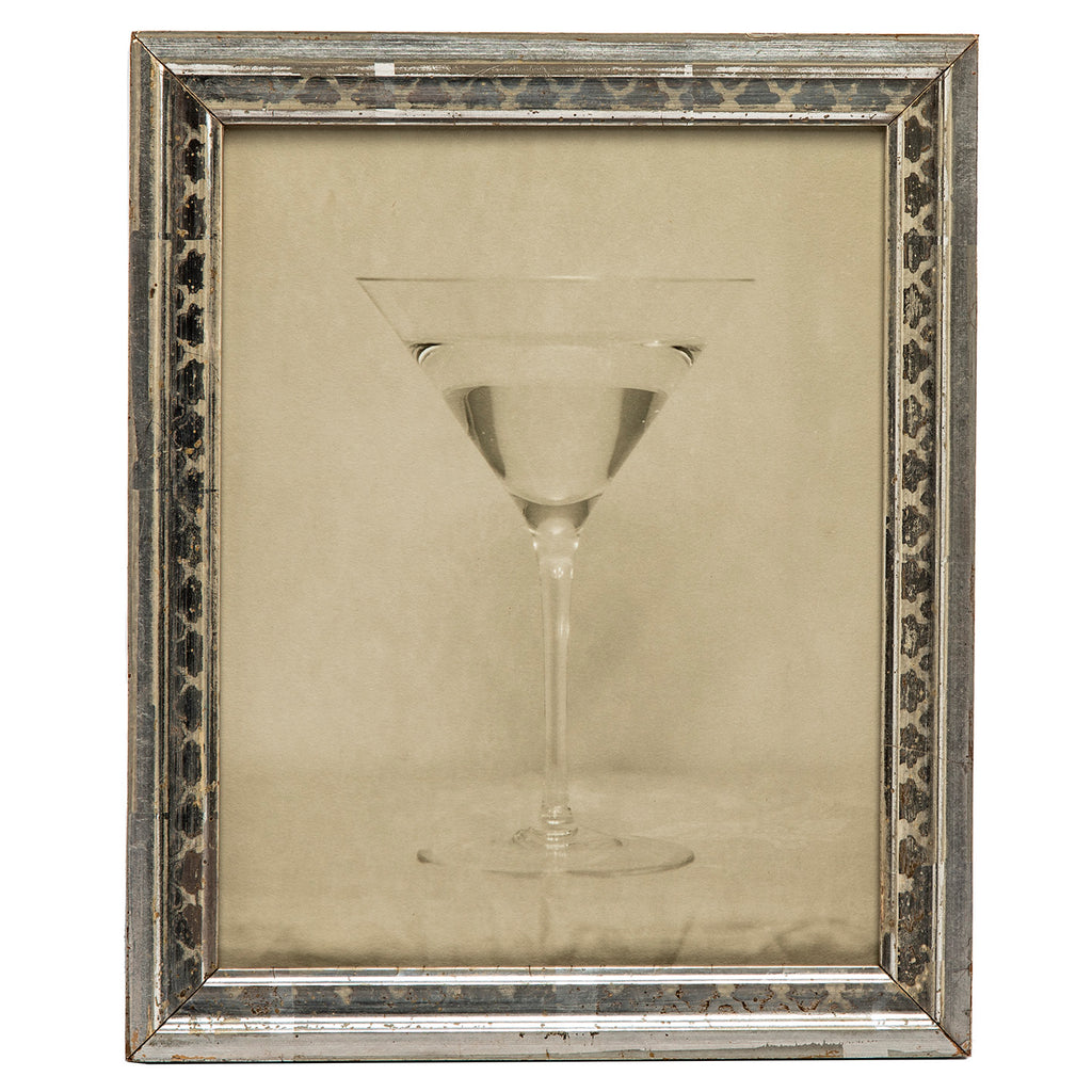 Varnished Pigment Print of a Martini Glass in Silver Gilded Frame