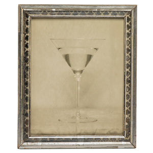 Varnished Pigment Print of a Martini Glass in Silver Gilded Frame
