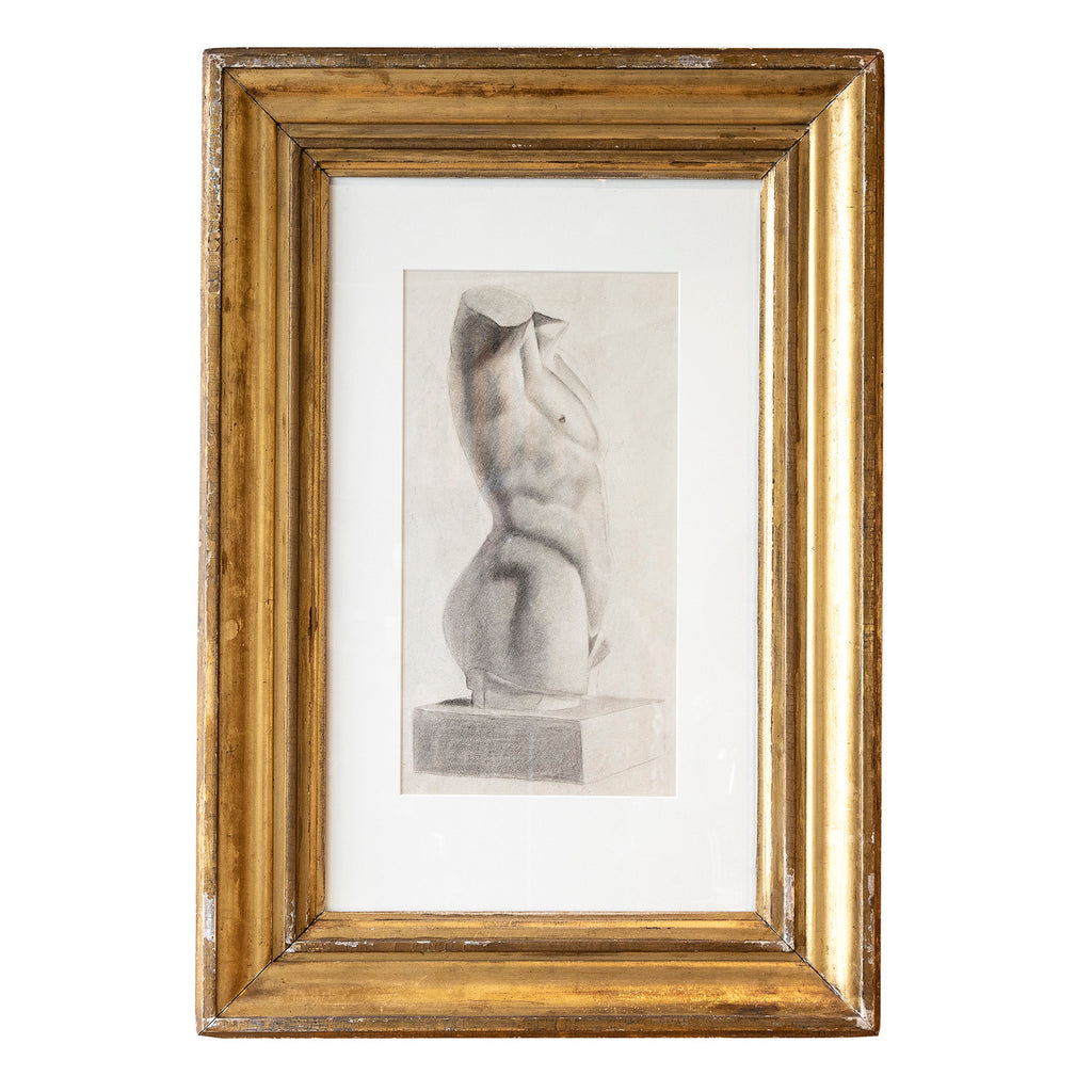 19th C. French Charcoal Male Nude