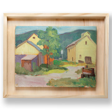 Charming Vintage Painting of Yellow Houses