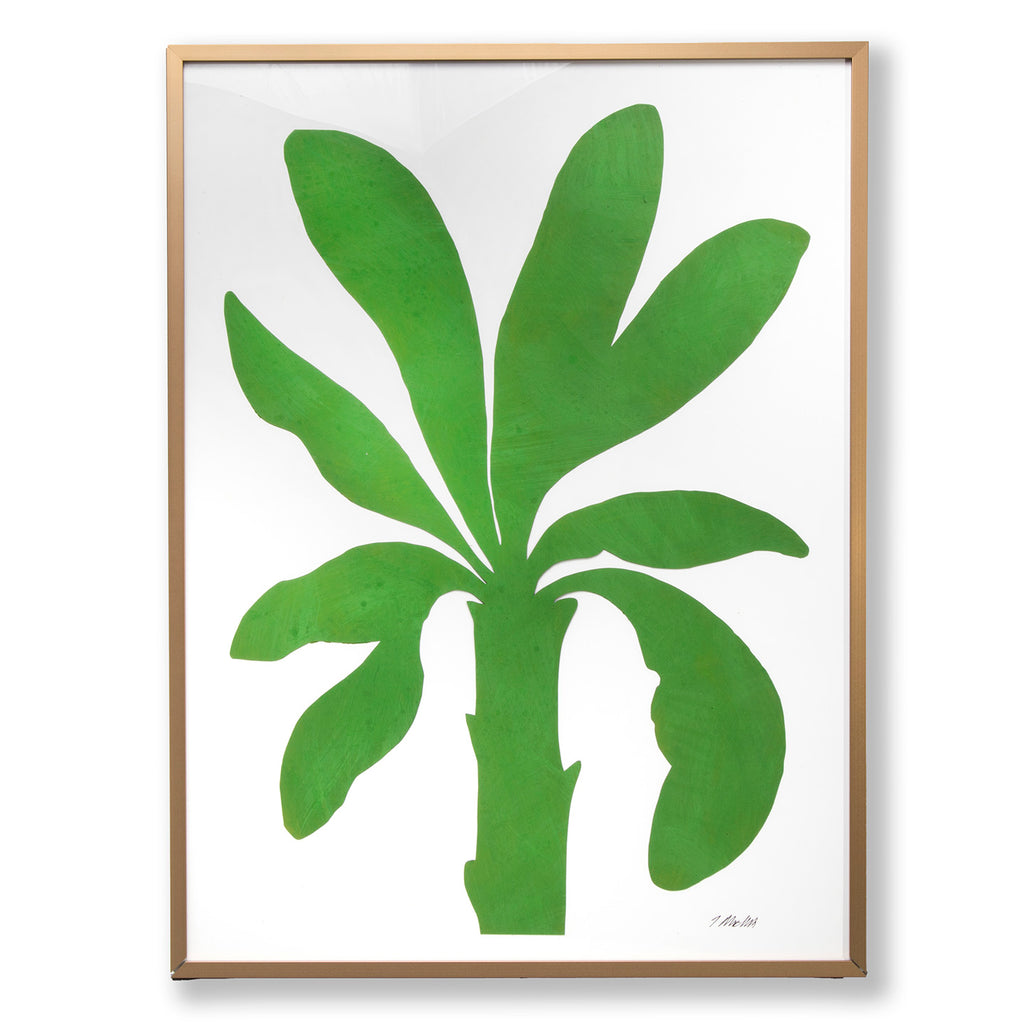 Palm Studies - Green on White in Gold Frames
