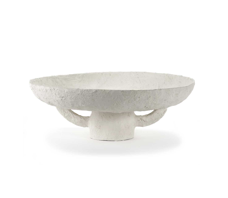 Large Footed Bowl in White Earth
