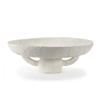 Large Footed Bowl in White Earth