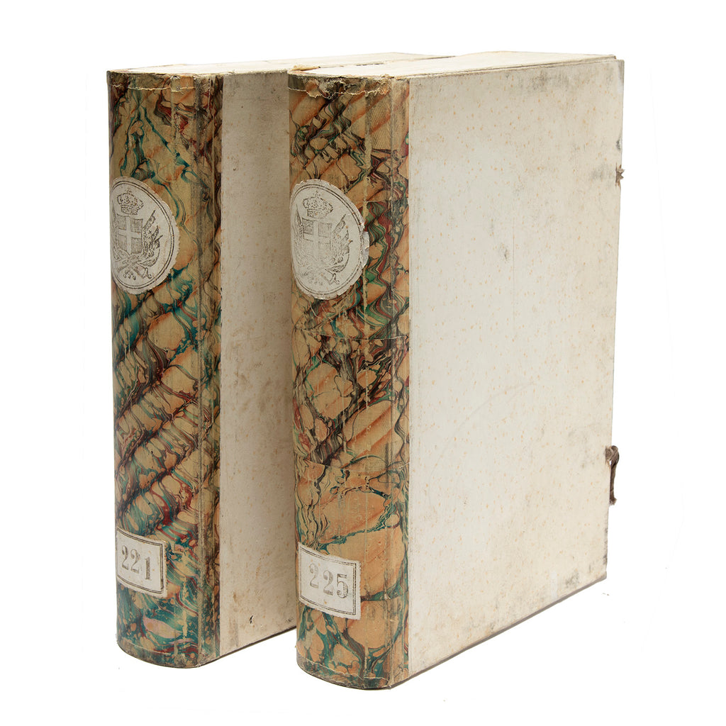 Beautiful Italian Antique Document Box with Marbling on the Spine