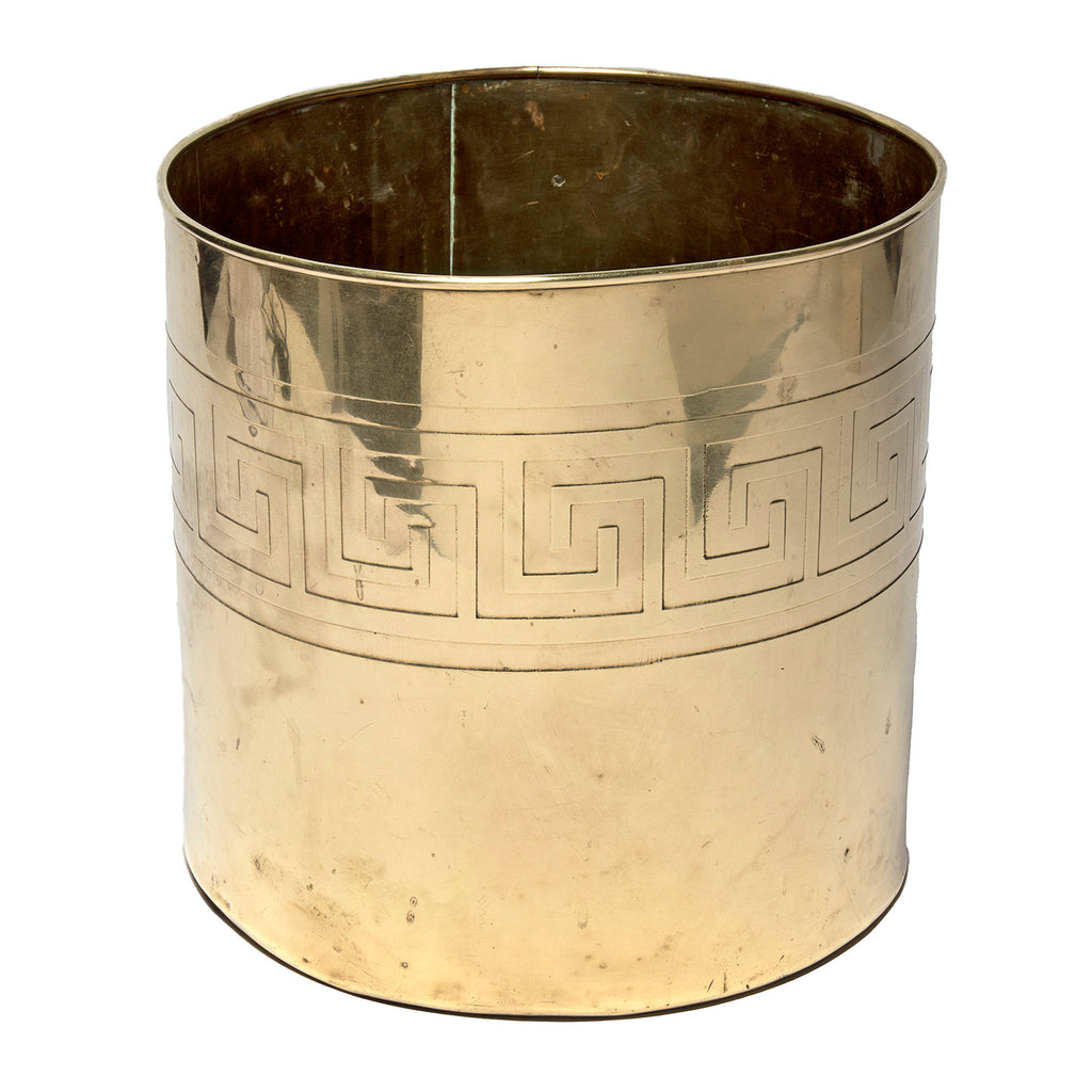 Vintage Brass Planter with Greek Key Pattern