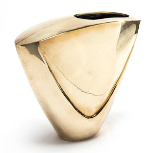 Large Vintage Oval Brass Vase
