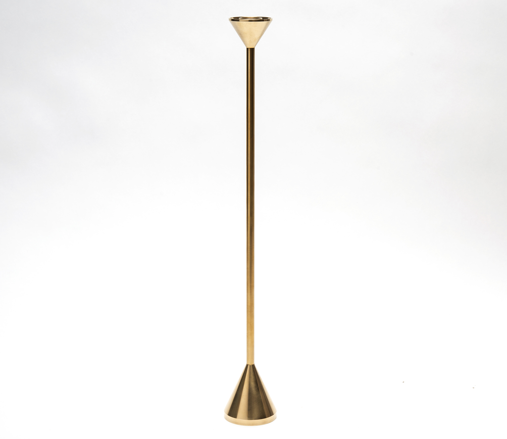 Large Brass 18" Tall Cone Spindle Candle Holder