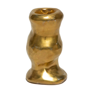 FOUND Collection Medium Ceramic Gold Lustre Candlestick