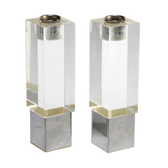Pair of Lucite and Chrome Candlesticks, 1970's